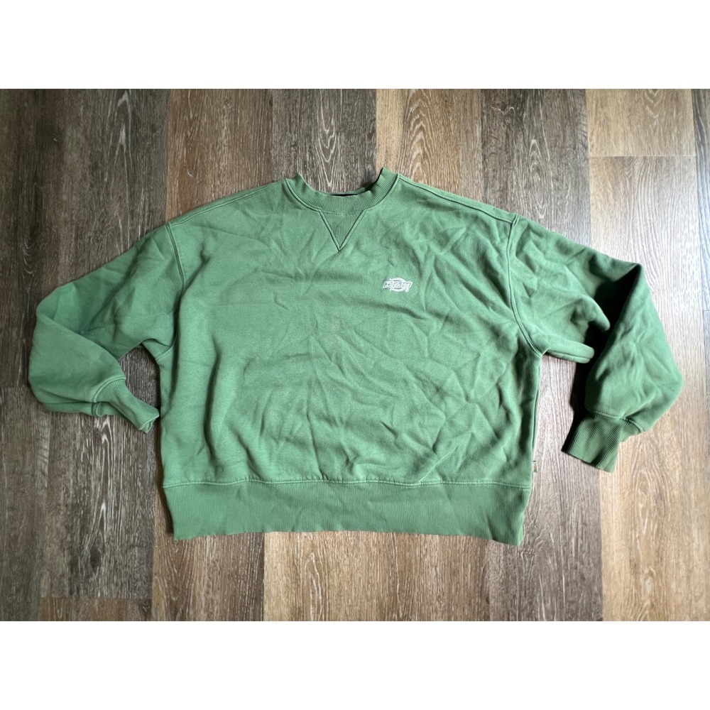 Dickies Sweatshirt Womens XS Green Crewneck Embroidered Logo Relaxed Fitt